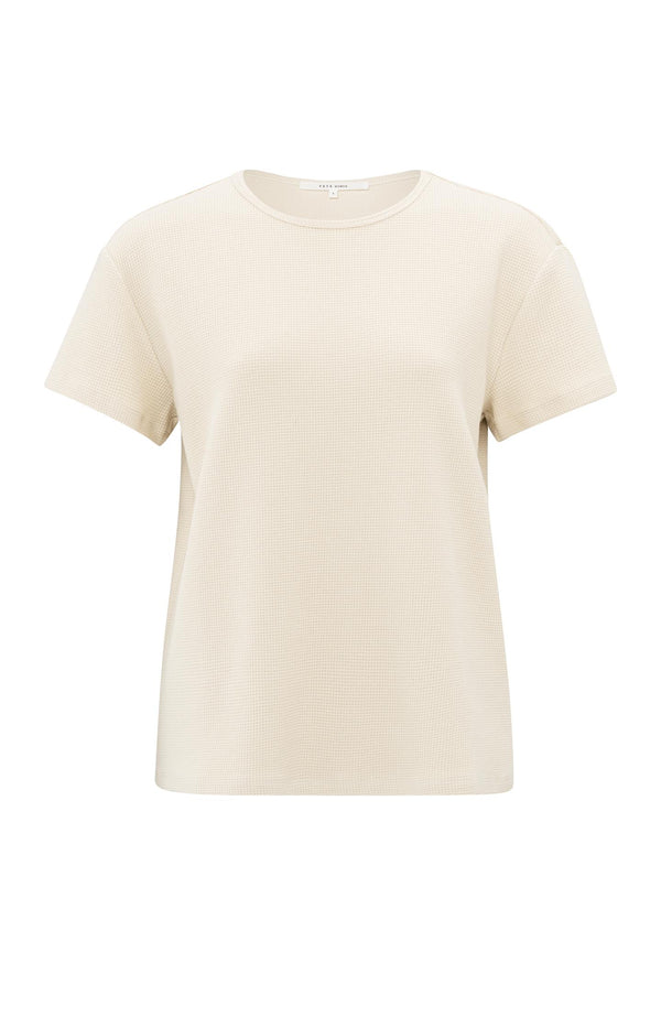 Yaya T-shirt Met Korte Mouwen In Wafelstructuur Off White Knit