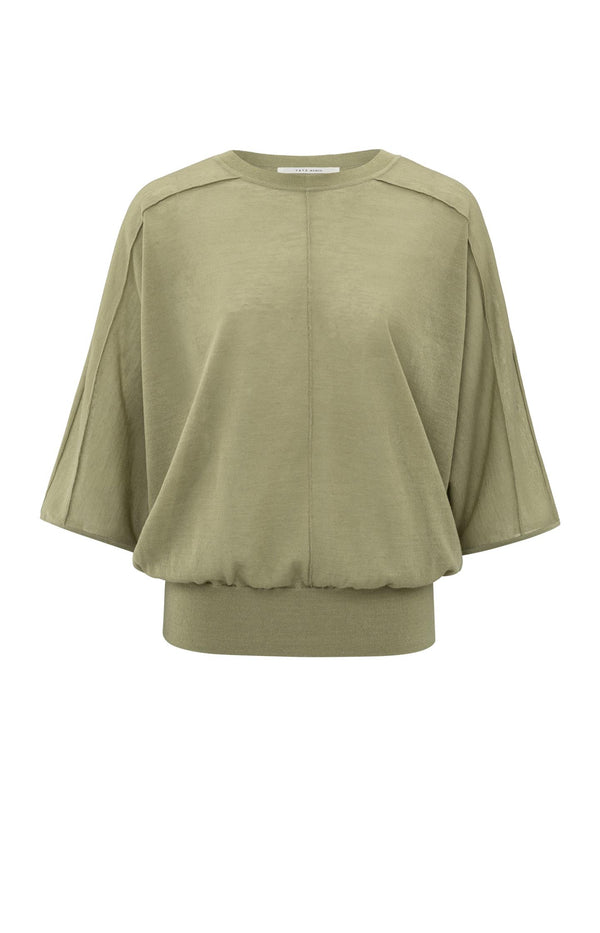 Yaya Transparante Trui Met Vleermuismouwen Soft Green