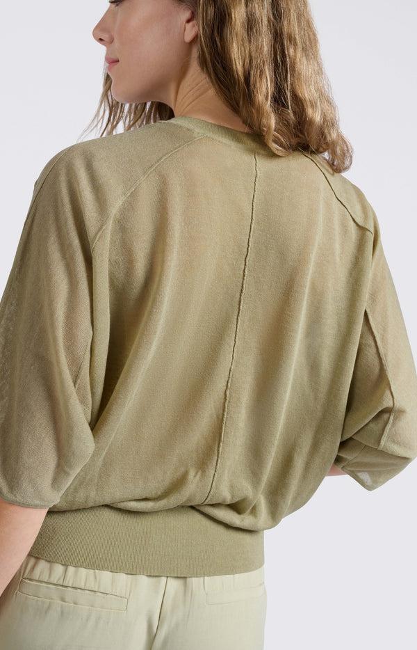 Yaya Transparante Trui Met Vleermuismouwen Soft Green