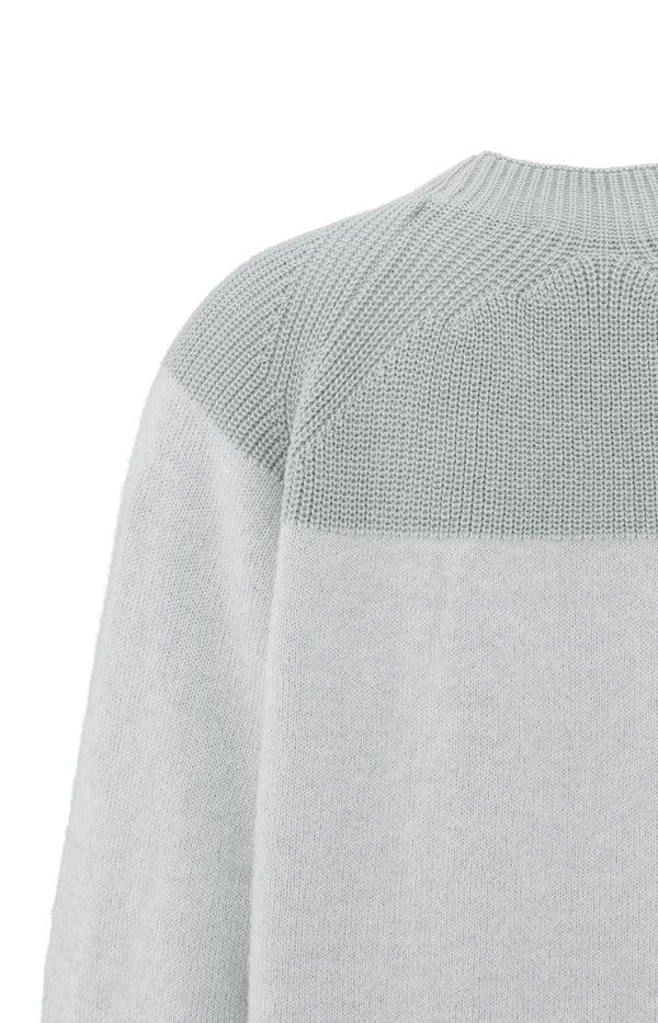 Yaya Trui Met Gemixte Structuren En Ronde Hals Vaporous Grey Dessin