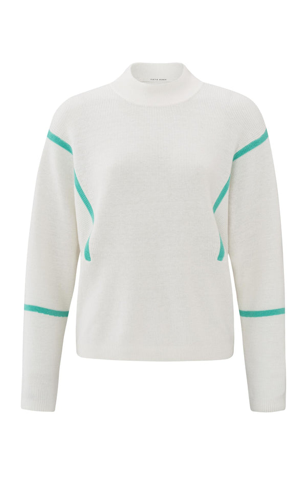 Yaya Trui Met Hoge Hals En Subtiele Streepdetails Vaporous Grey Dessin