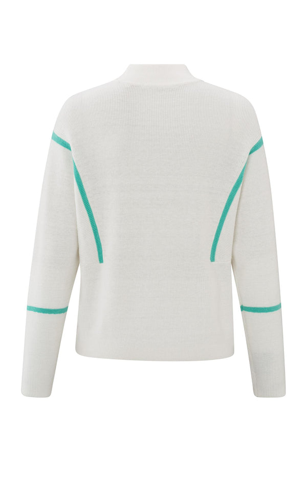 Yaya Trui Met Hoge Hals En Subtiele Streepdetails Vaporous Grey Dessin