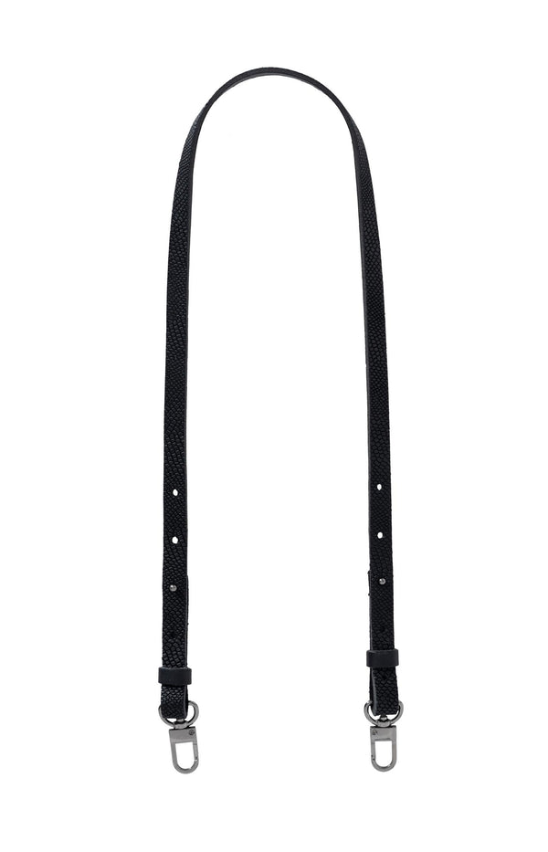 yaya Verstelbare zwarte riem met stevige metalen clips Black yaya Verstelbare zwarte riem met stevige metalen clips Black