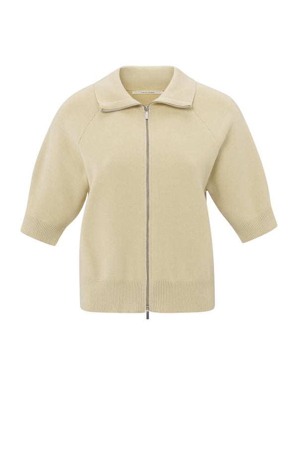 Yaya Vest Met Korte Mouwen En Ritssluiting Putty Beige