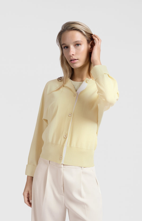 Yaya Vest Met Vleermuismouwen En Contrasterende Details Frozen Dew Sand Dessin