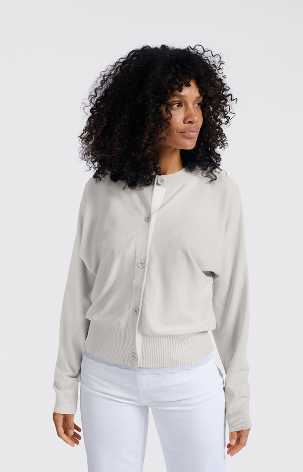 Yaya Vest Met Vleermuismouwen En Contrasterende Details Grey Melange