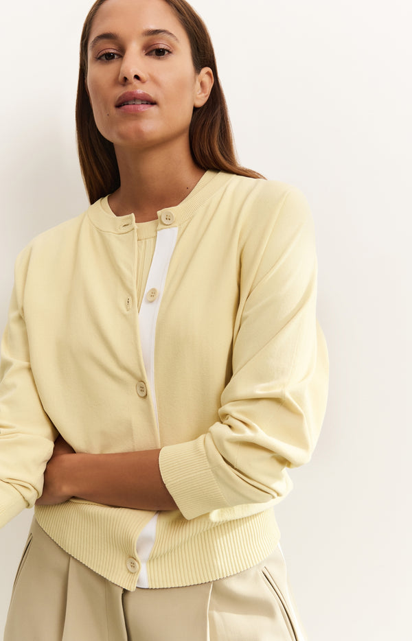 yaya Vest met vleermuismouwen en contrasterende details Frozen Dew Sand Dessin