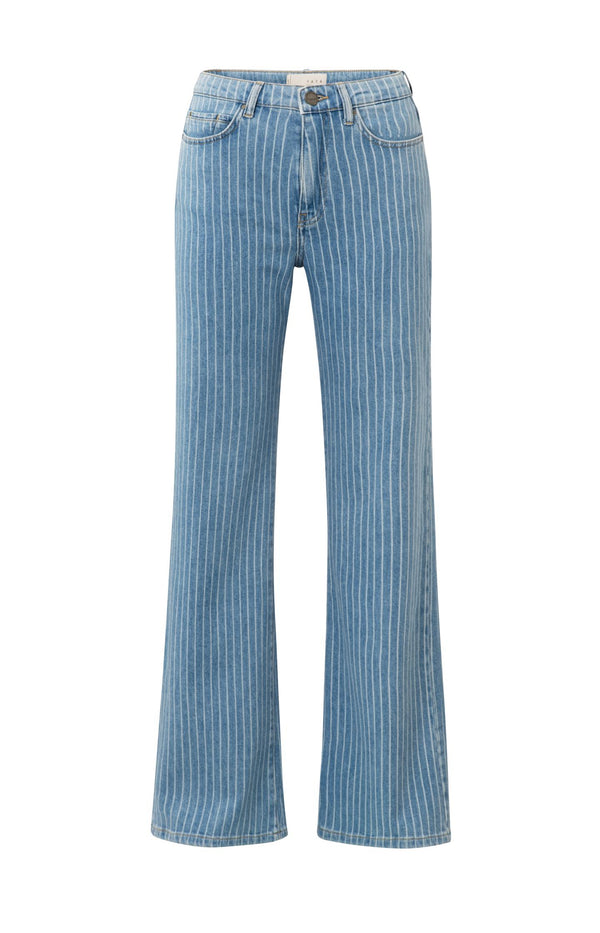 yaya Wijde denim broek met streepdetail (L32) Blue Denim