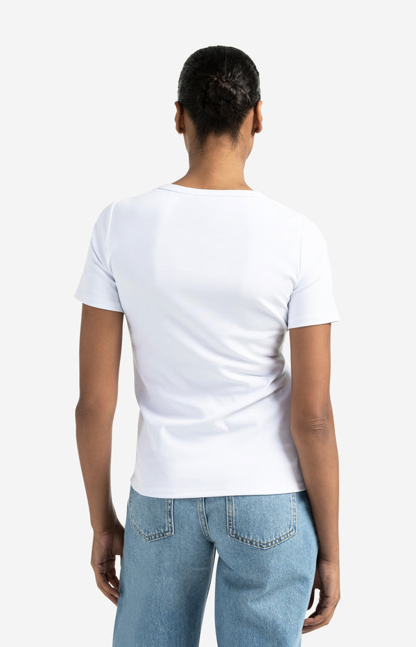 Yaya Wit T-shirt Met Korte Mouwen En Ronde Hals Pure White