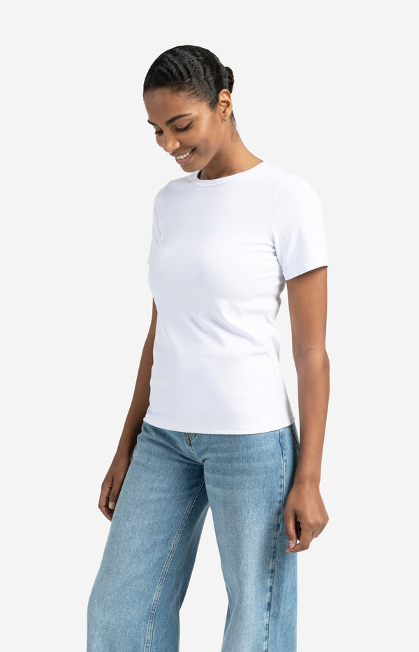 Yaya Wit T-shirt Met Korte Mouwen En Ronde Hals Pure White