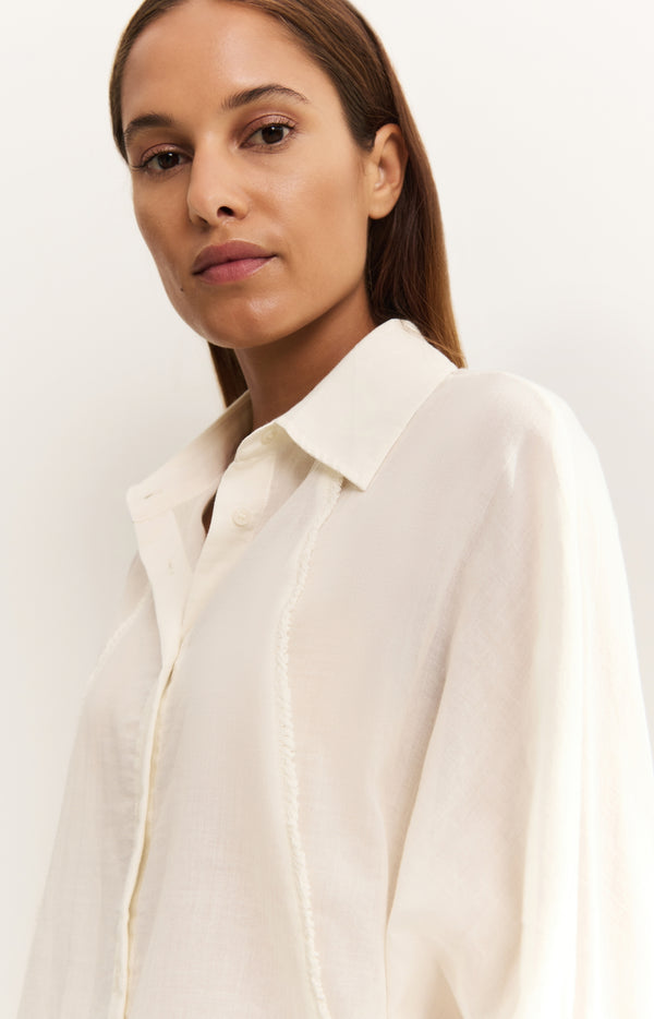 Yaya Blouse Met Subtiele Stikdetails Off White