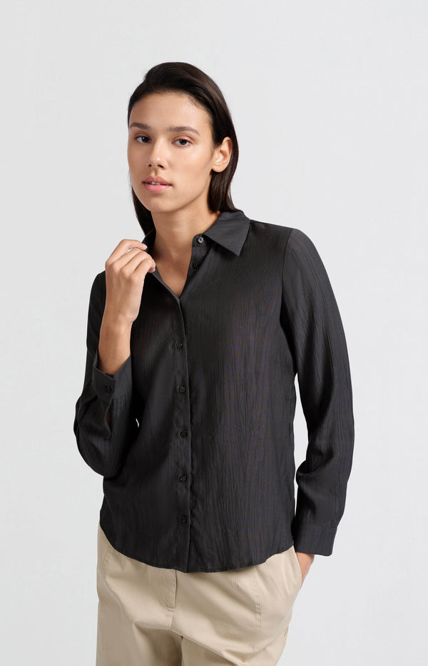 Yaya Blouse Met Textuur En Normale Pasvorm Phantom