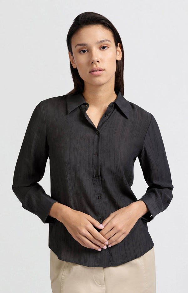 yaya Blouse met textuur en normale pasvorm Phantom