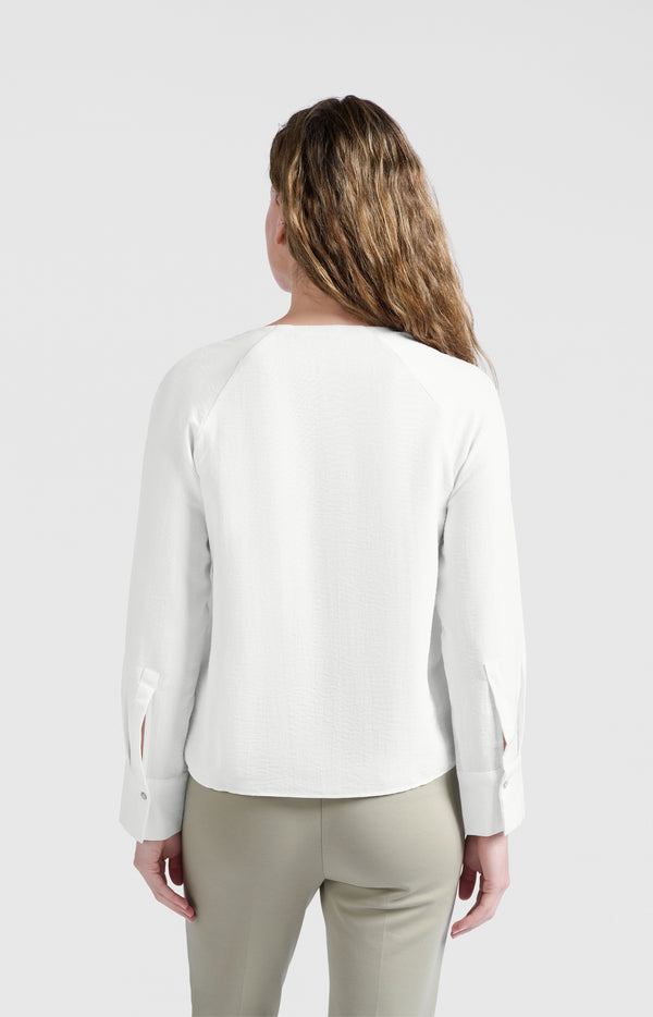 Yaya Blouse Met V-hals En Strikdetail Barely Blue