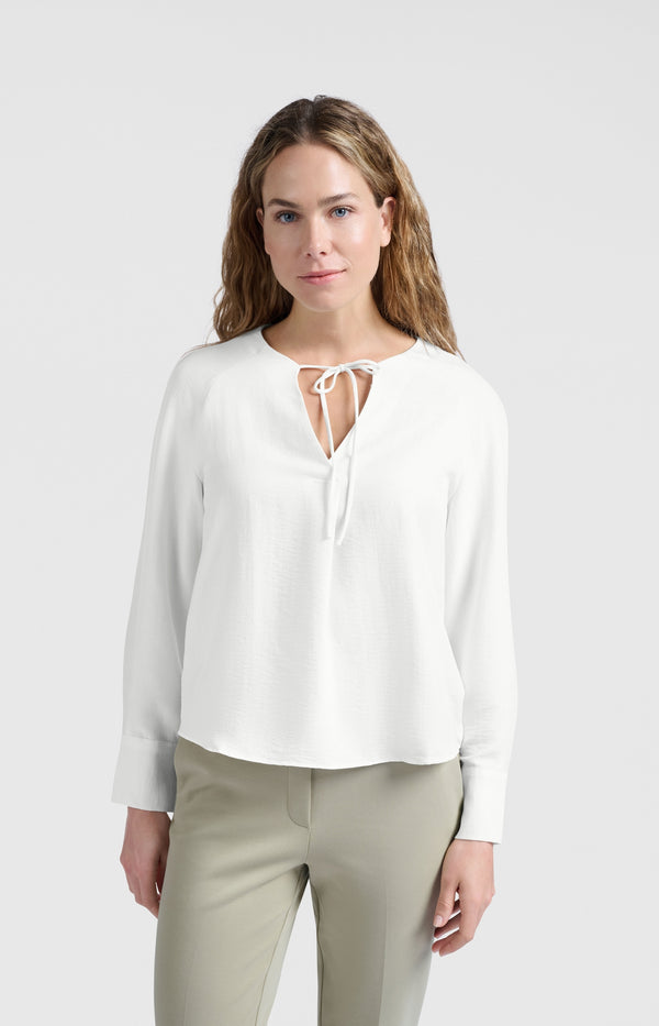 yaya Blouse met V-hals en strikdetail Barely Blue