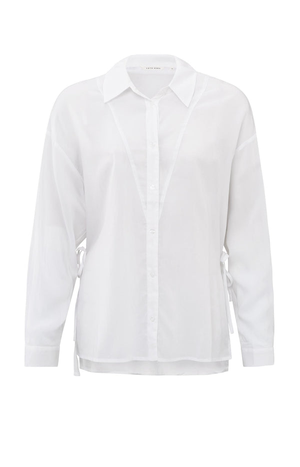 Yaya Blouse Met Verstelbare Striklinten Pure White