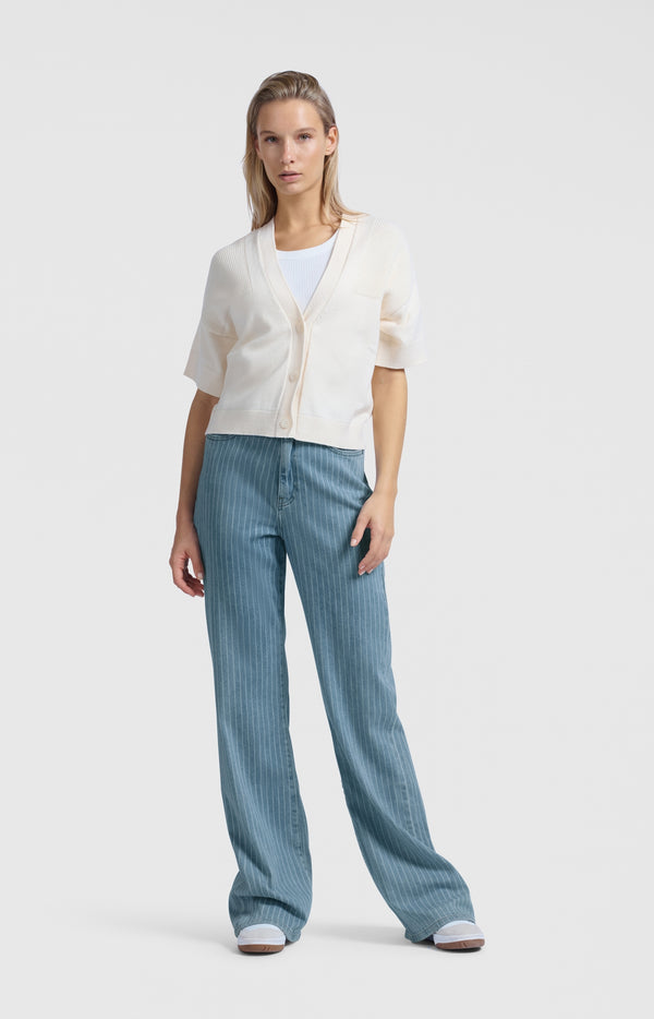 yaya Denim broek met streepdetail (L34) Blue Denim