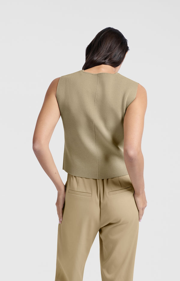 Yaya Fijngebreid Gilet Met V-hals Soft Green