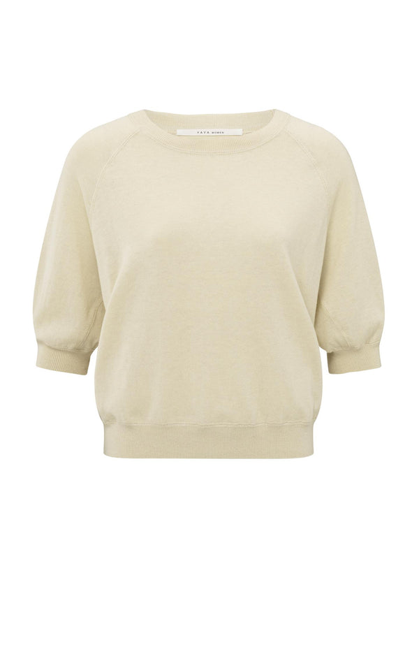yaya Fijngebreide sweater Summer Sand