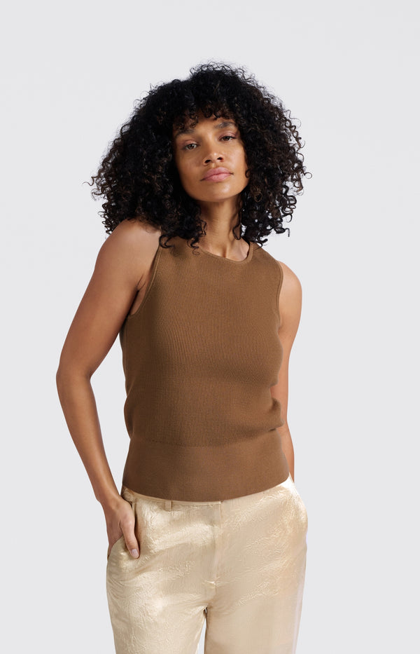 Yaya Geribde Aansluitende Tanktop Chipmunk Brown