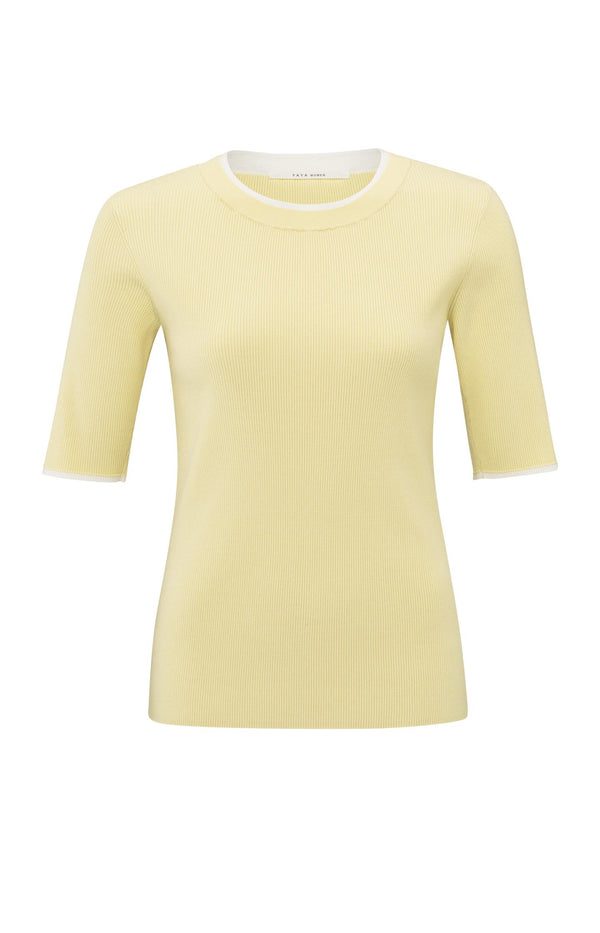 Yaya Geribde Top Met Halve Mouwen Frozen Dew Sand