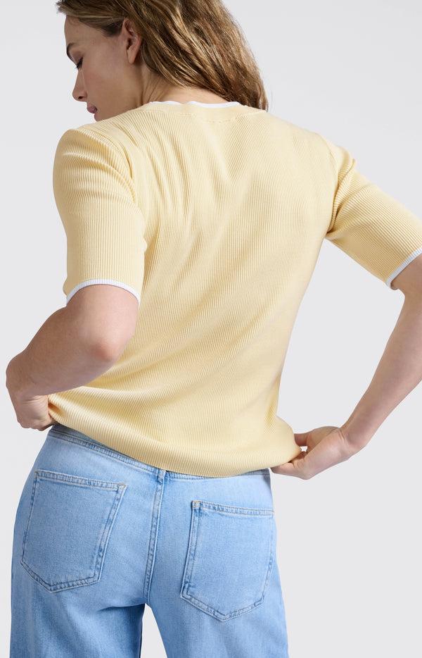 Yaya Geribde Top Met Halve Mouwen Frozen Dew Sand