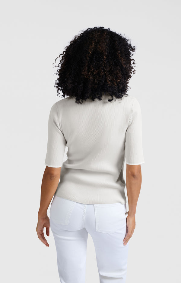 Yaya Geribde Top Met Halve Mouwen Grey Melange