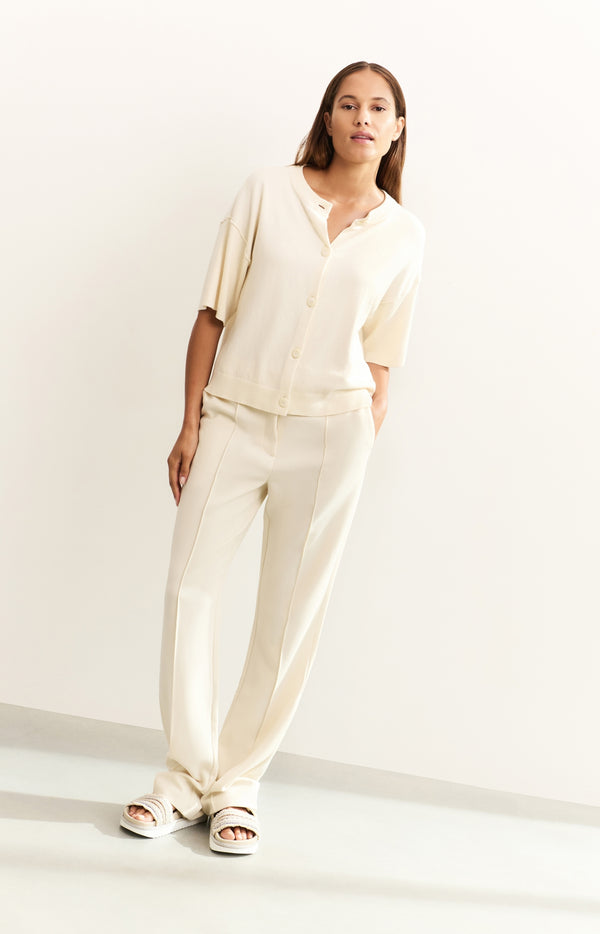 yaya Geweven broek met strikceintuur Summer Sand