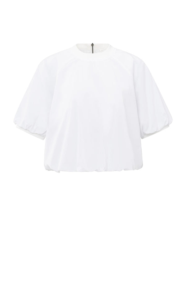 Yaya Geweven T-shirt Met Pofmouwen Pure White
