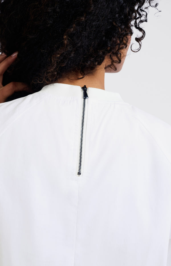 Yaya Geweven T-shirt Met Pofmouwen Pure White