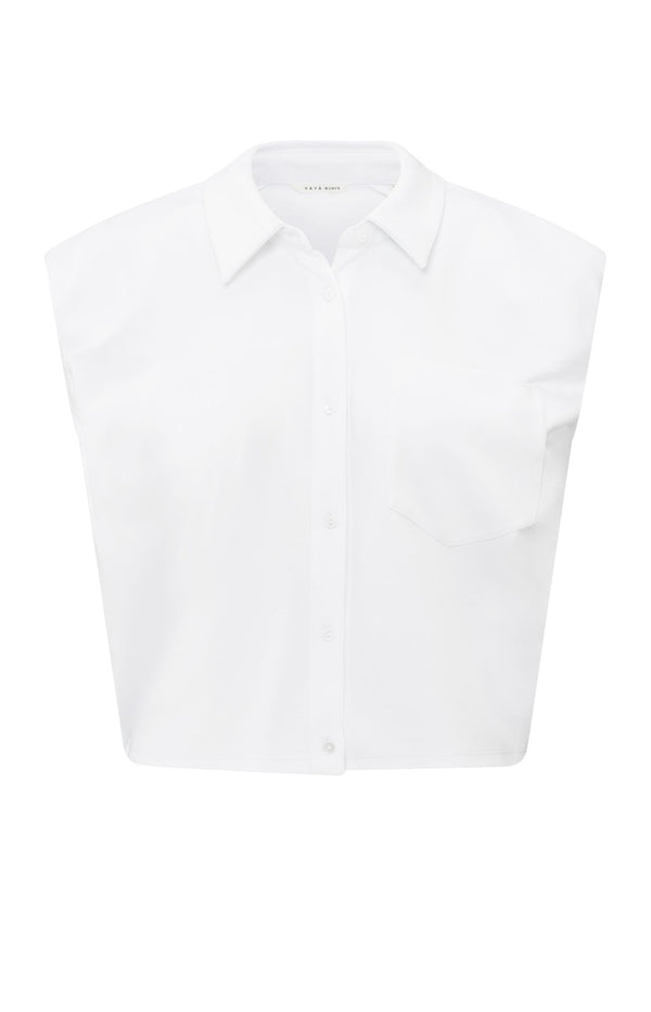Yaya Jersey Blouse Met Pofdetail Pure White