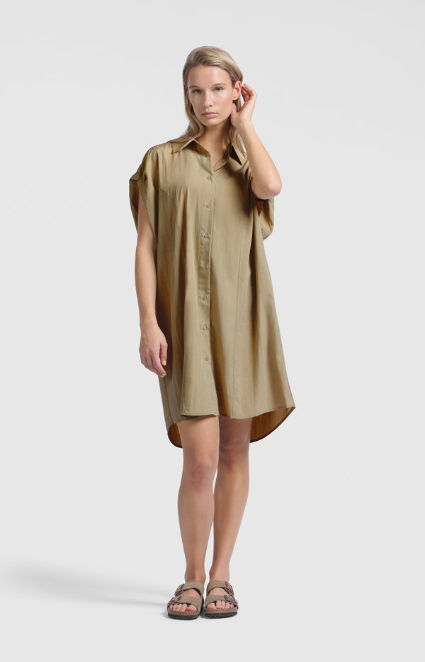 yaya Mouwloze jurk met siernaden Soft Green