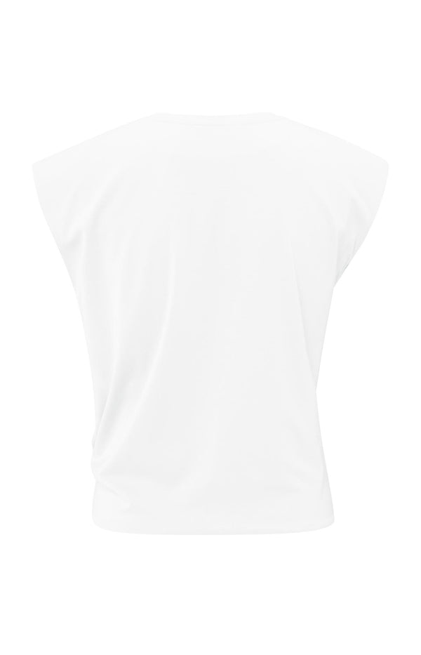 Yaya Mouwloze Top Met Knoopdetail Pure White