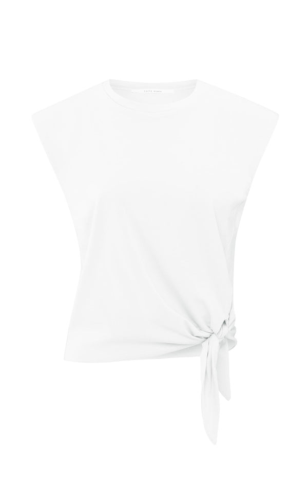 yaya Mouwloze top met knoopdetail Pure White