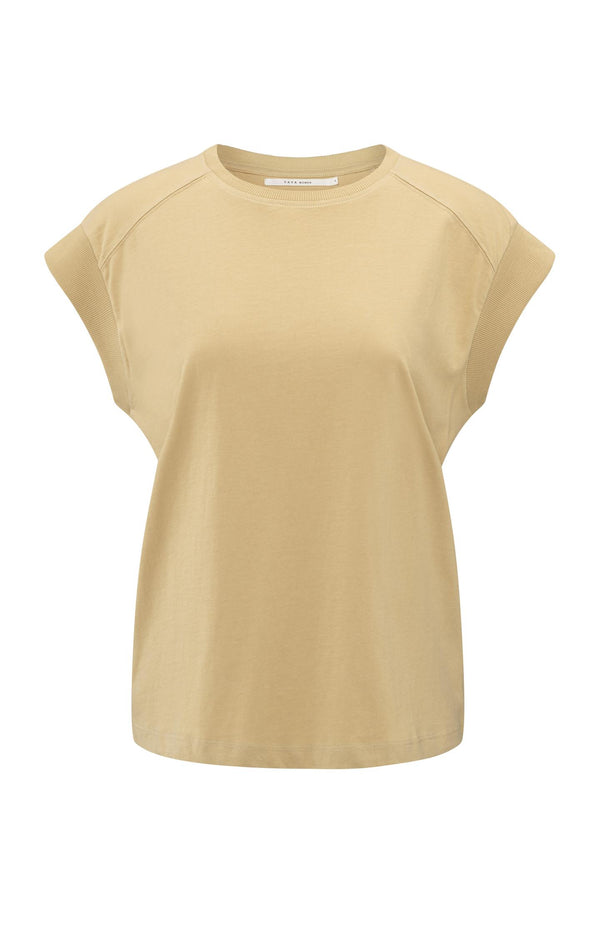 Yaya Mouwloze Top Met Ribdetails Croissant Brown