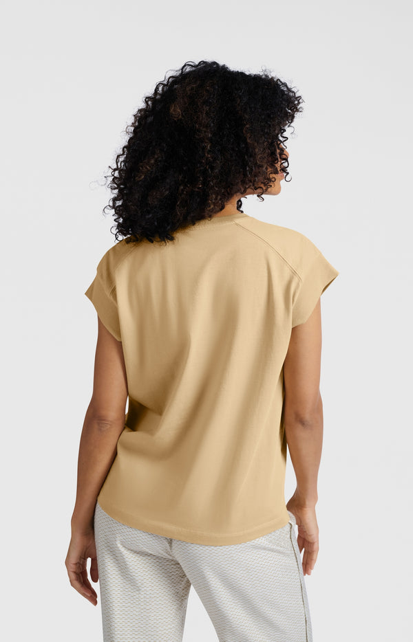 Yaya Mouwloze Top Met Ribdetails Croissant Brown