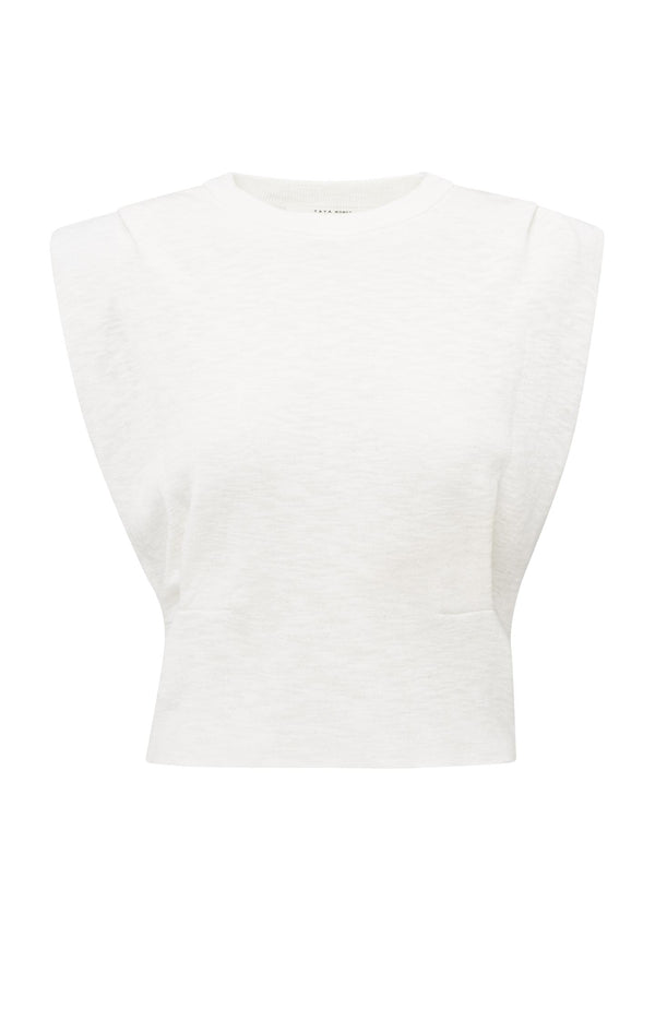 Yaya Mouwloze Top Met Schouderdetails Pure White