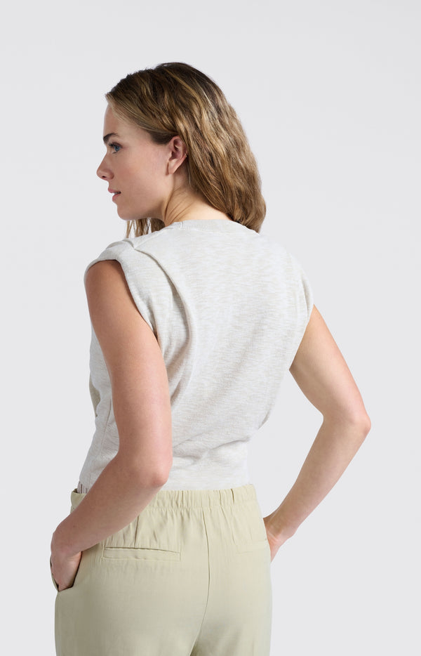 Yaya Mouwloze Top Met Schouderdetails Soft Grey