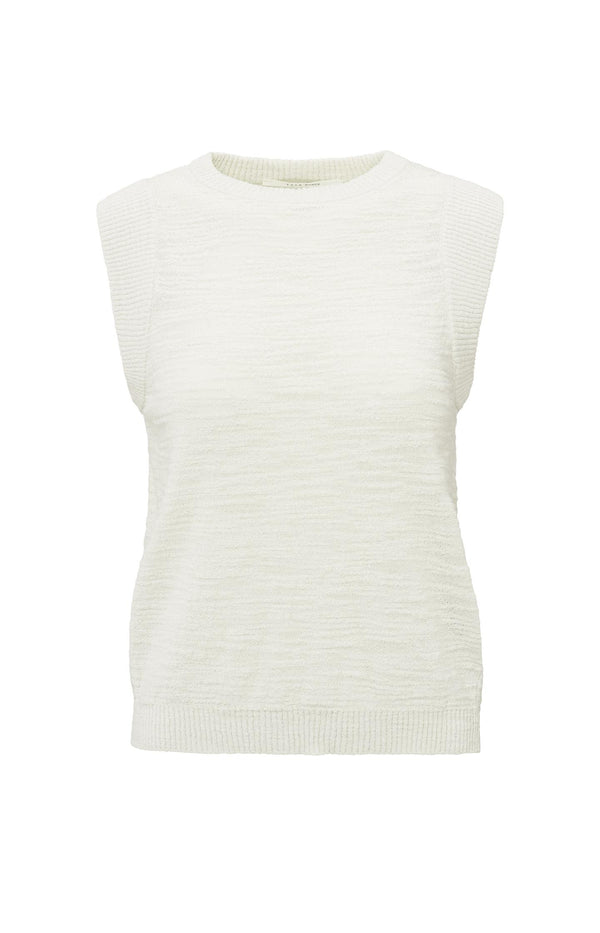 Yaya Mouwloze Top Met Textuur Barely Blue