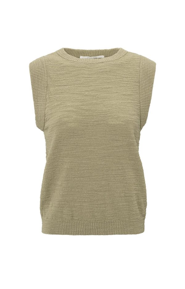 Yaya Mouwloze Top Met Textuur Soft Green