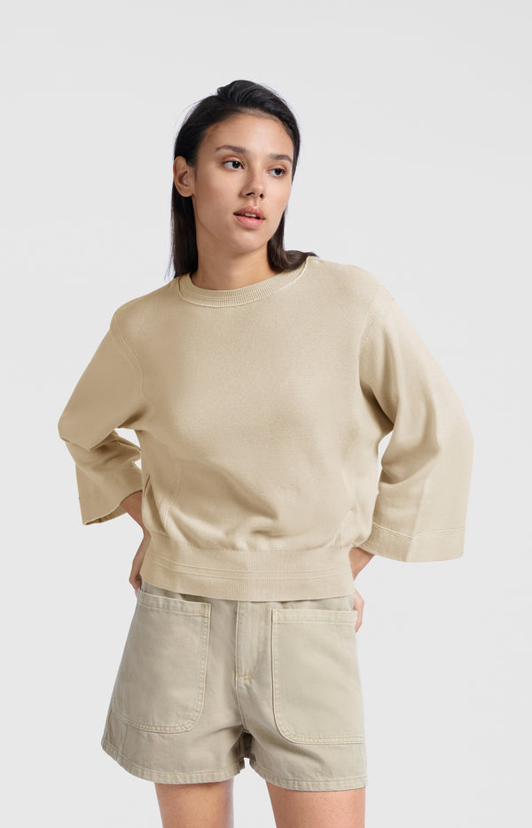 yaya Sweater met gemixte texturen Summer Sand