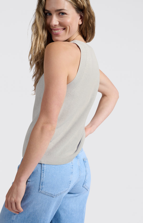 Yaya Tanktop Met Hoge Hals Grey Melange