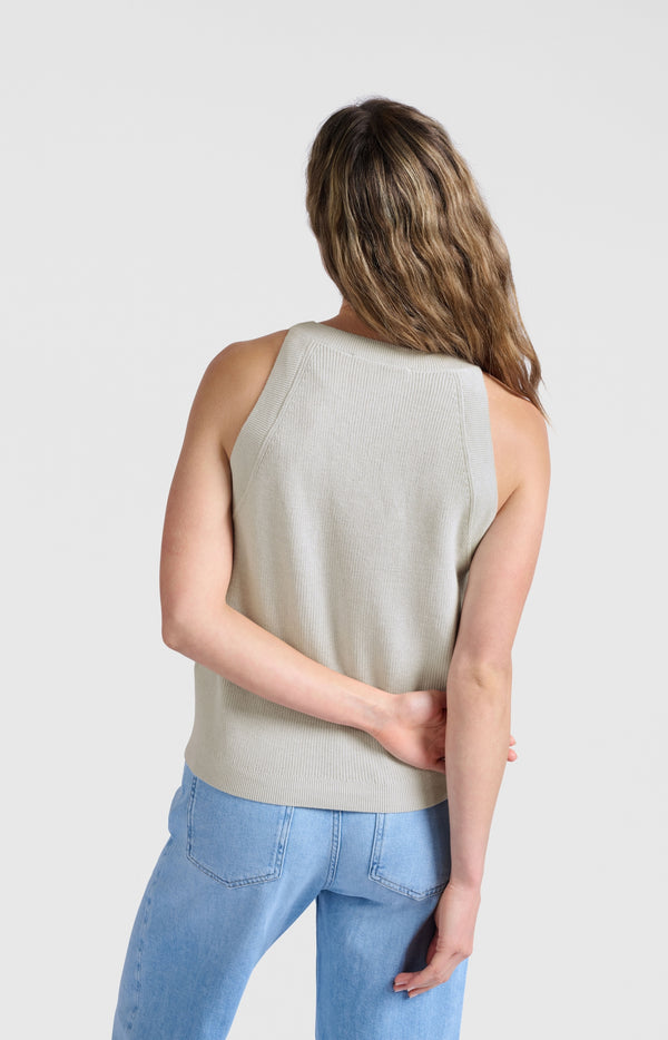 Yaya Tanktop Met Hoge Hals Grey Melange