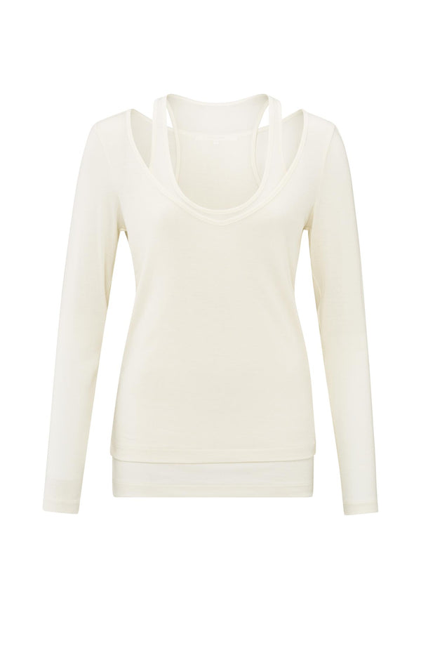 Yaya Twee-in-één Top Met Lange Mouwen Off White