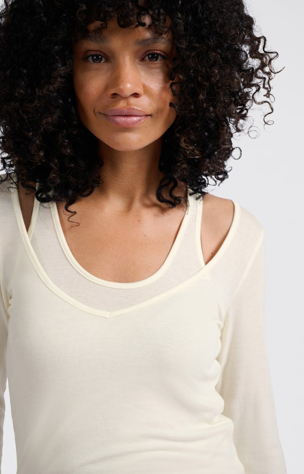 Yaya Twee-in-één Top Met Lange Mouwen Off White