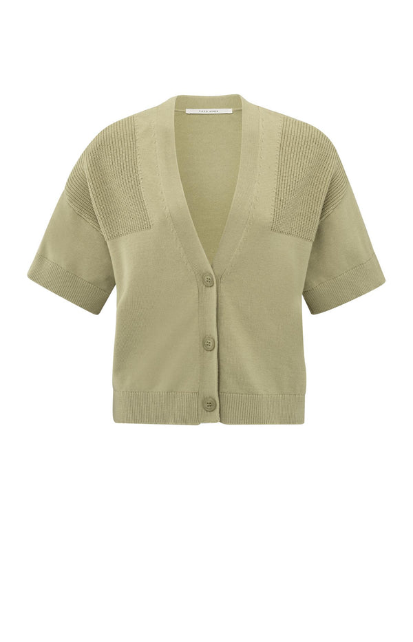 Yaya Vest Met Ribdetails Soft Green