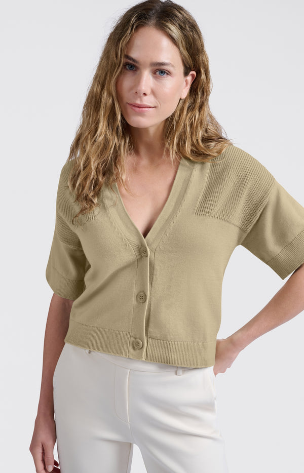 Yaya Vest Met Ribdetails Soft Green