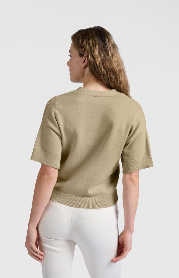 Yaya Vest Met Ribdetails Soft Green