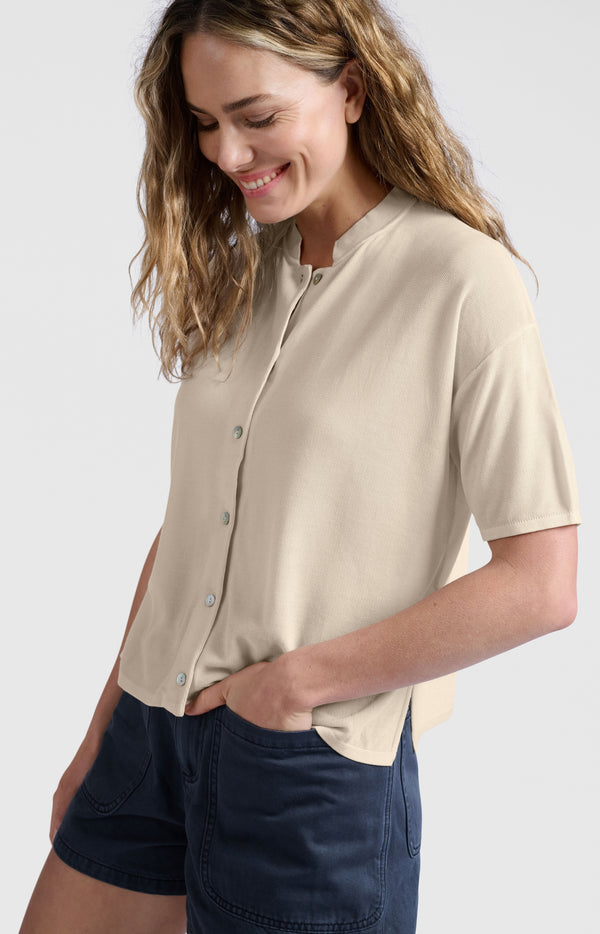 Yaya Vest Met Textuur En Korte Mouwen Summer Sand