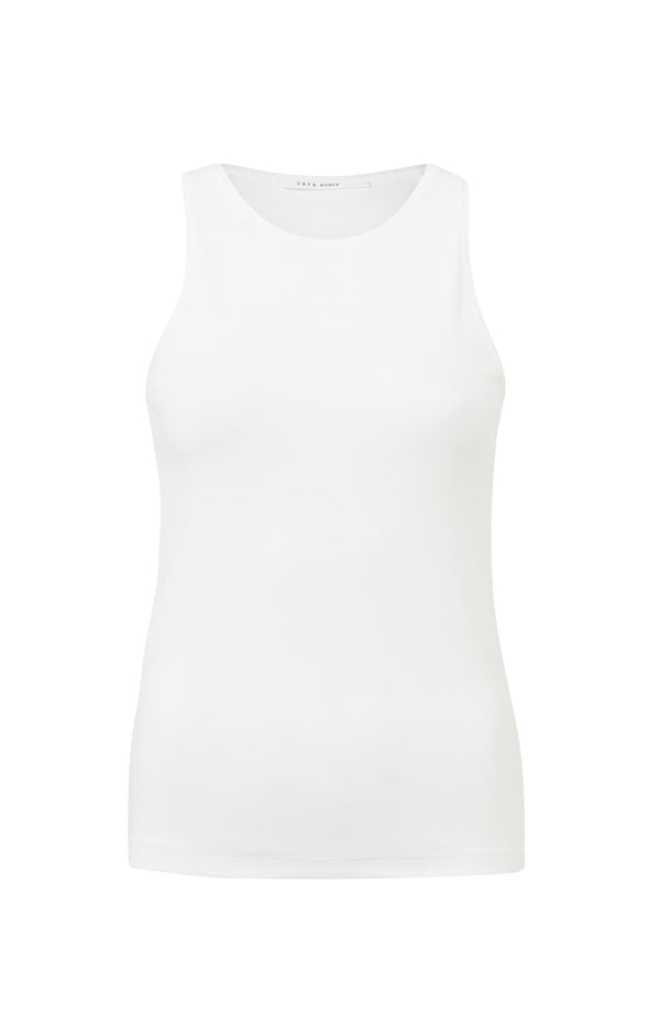 Yaya Witte Haltertop Van Zachte Stof Pure White